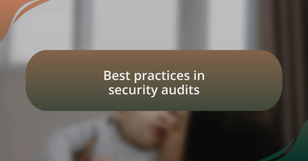 Best practices in security audits
