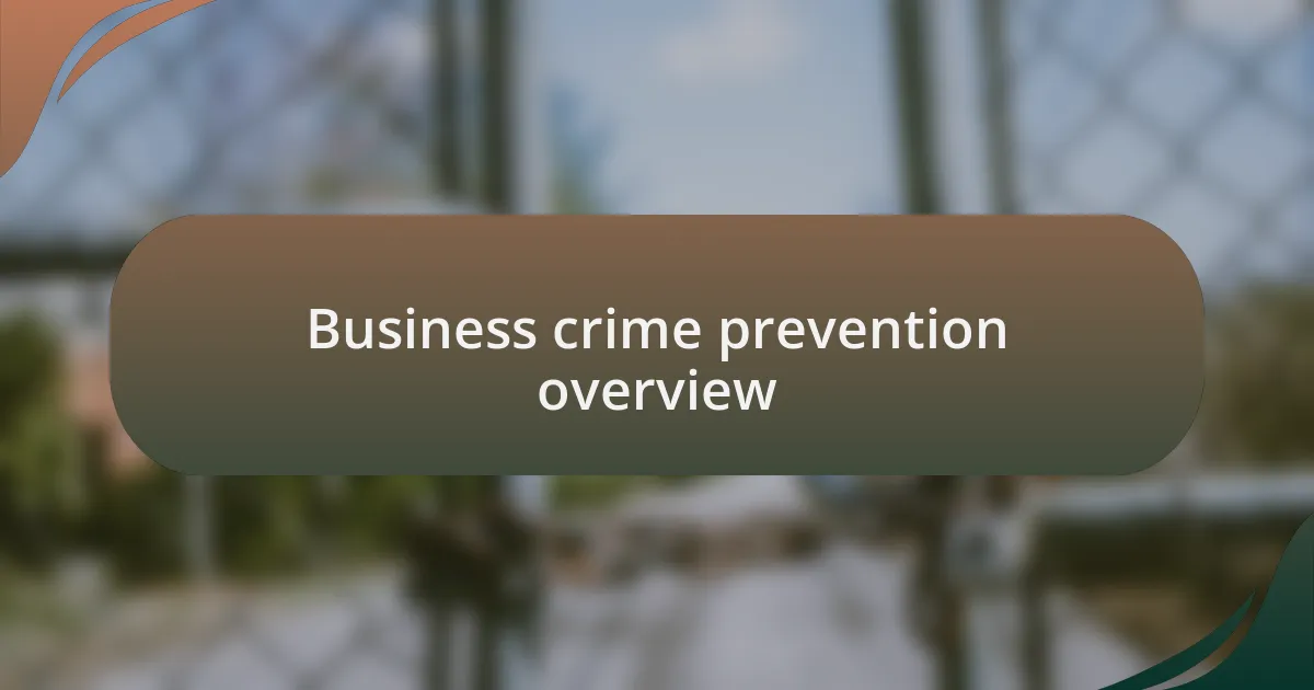 Business crime prevention overview