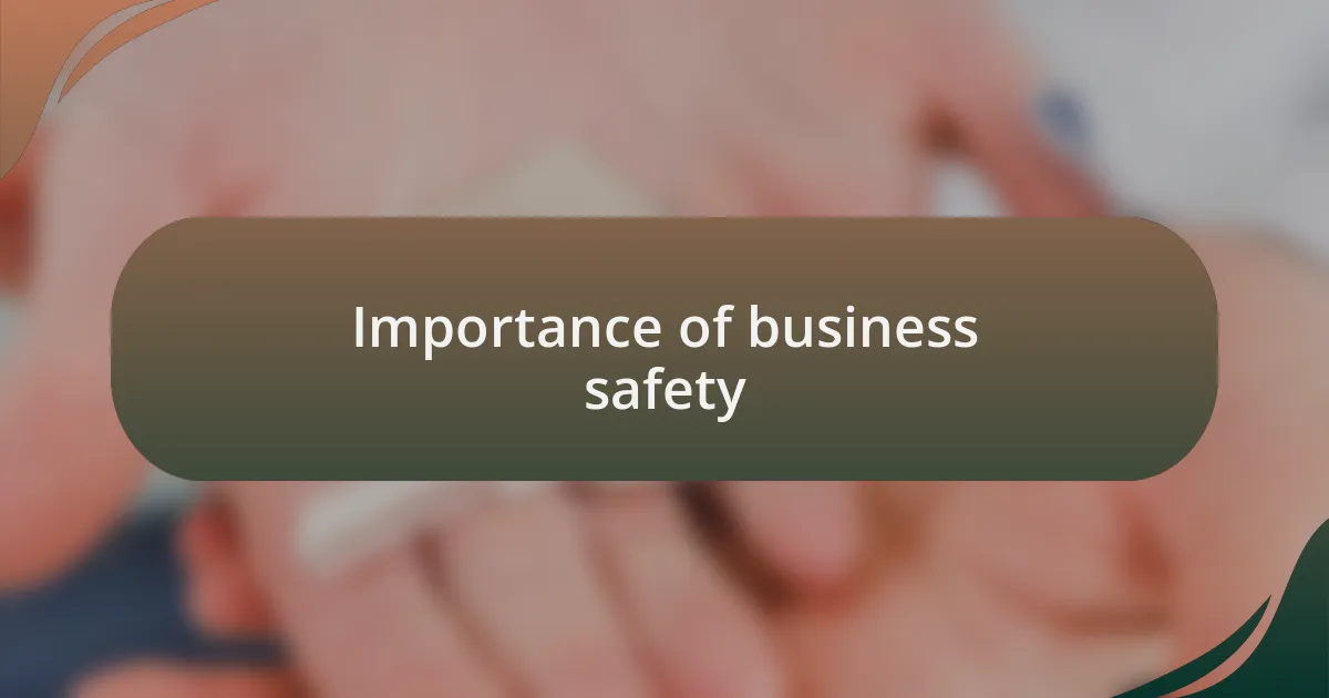 Importance of business safety