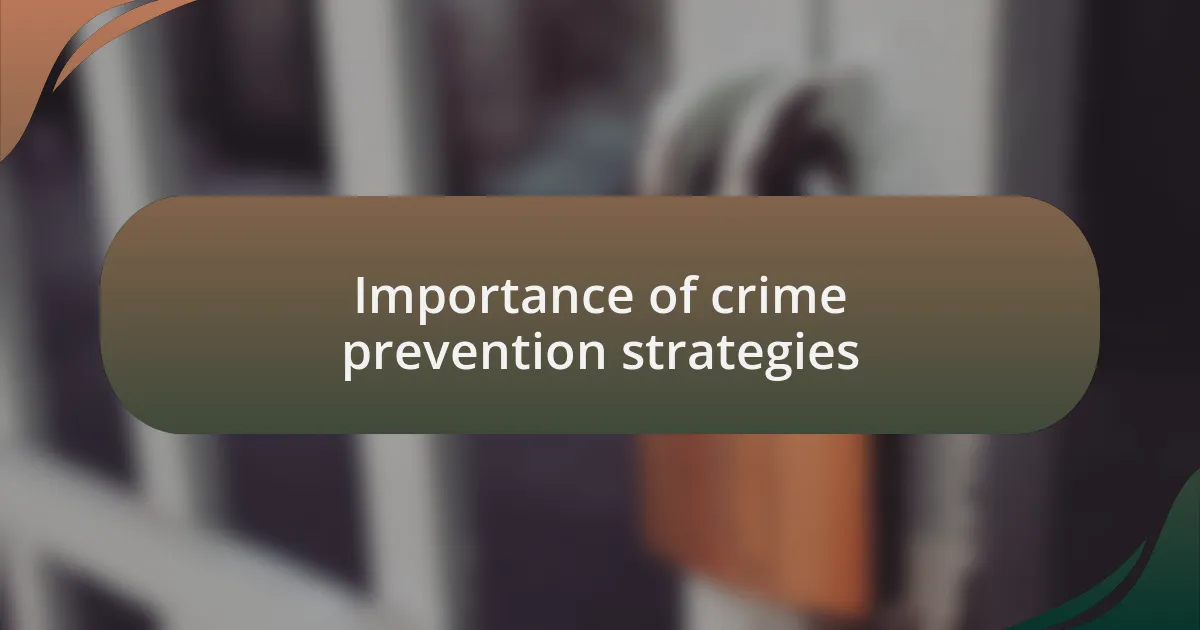 Importance of crime prevention strategies