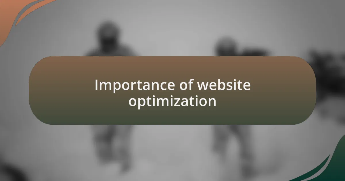Importance of website optimization