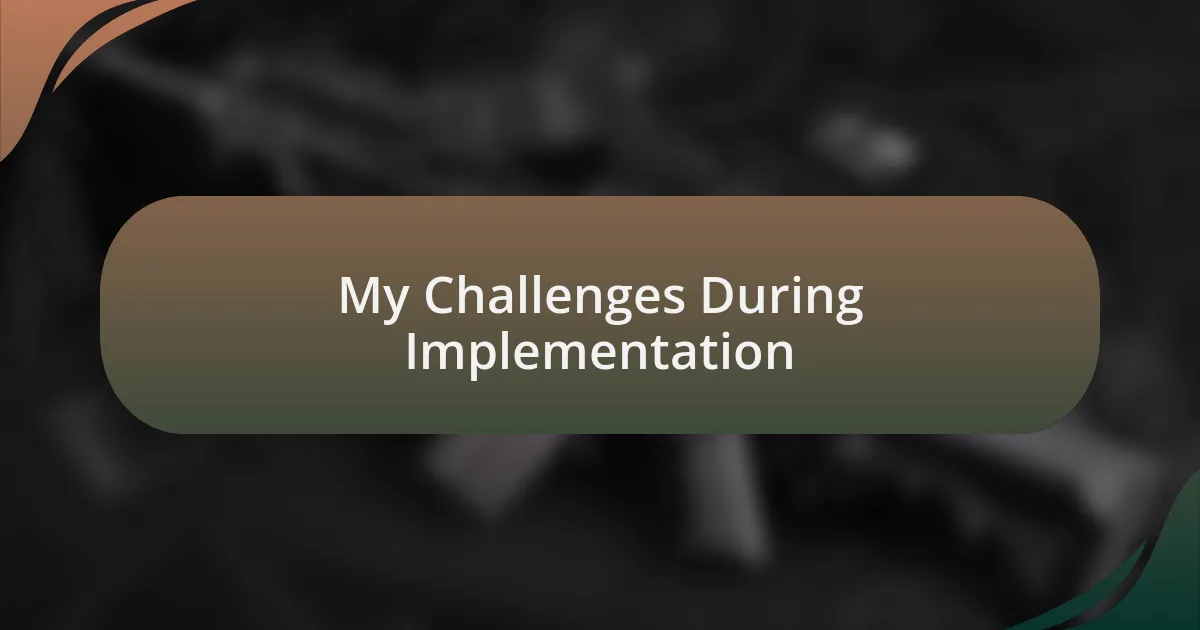 My Challenges During Implementation