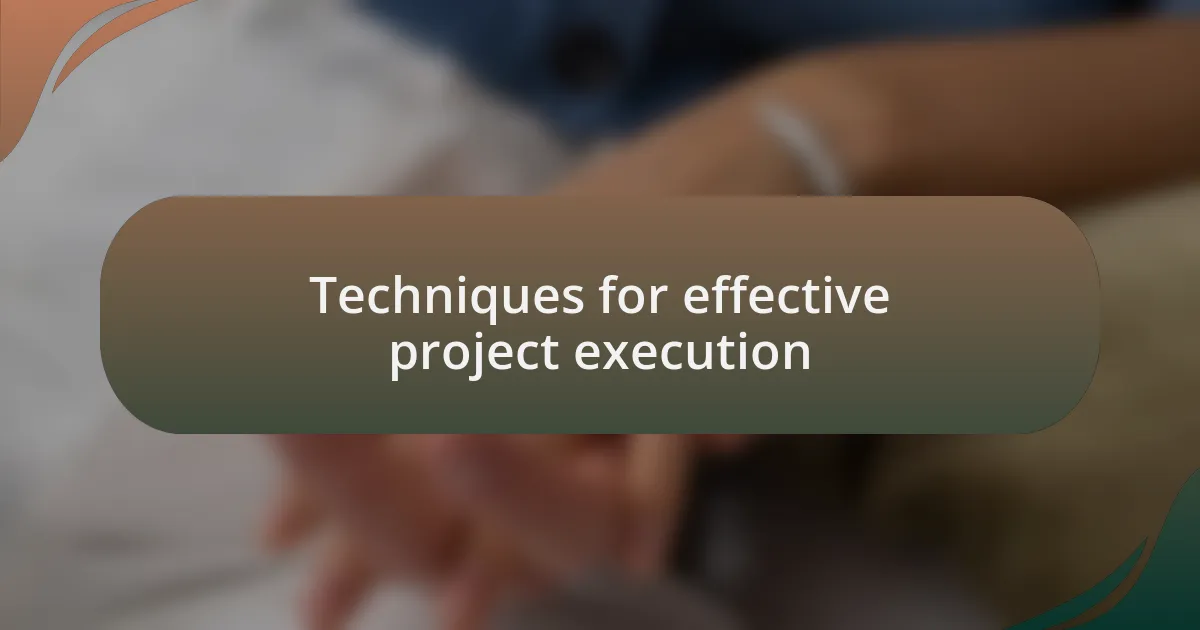 Techniques for effective project execution