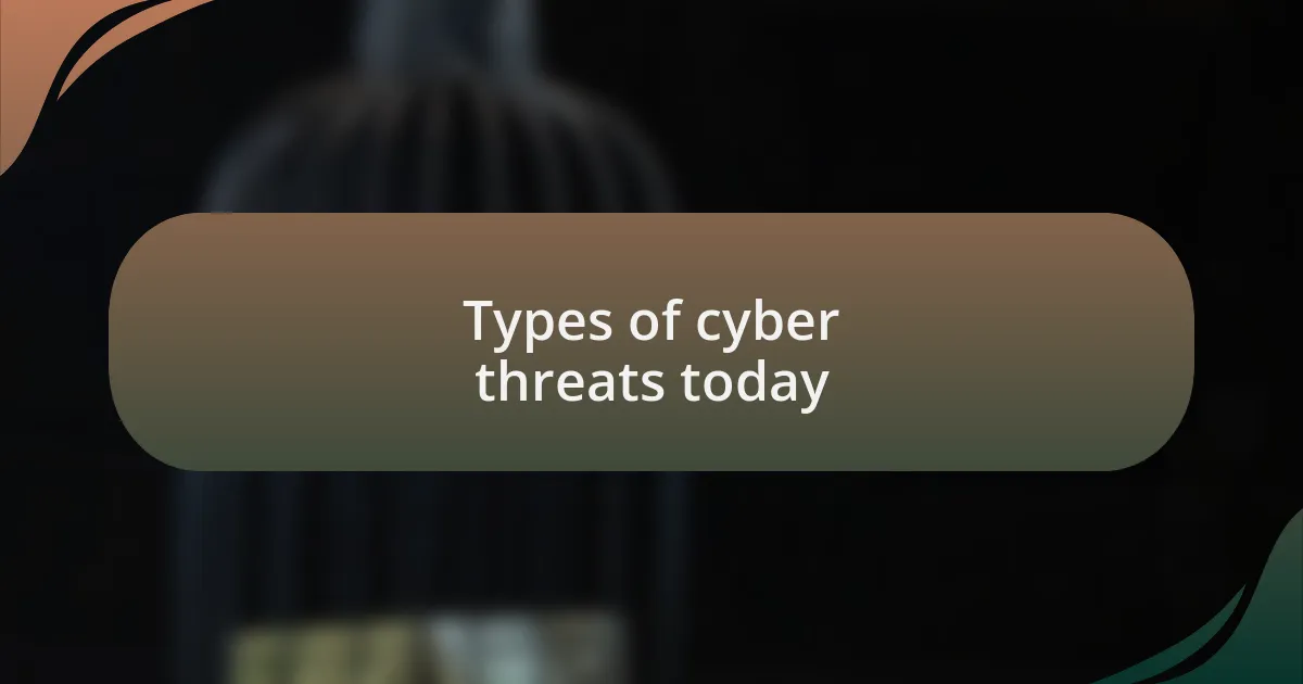 Types of cyber threats today