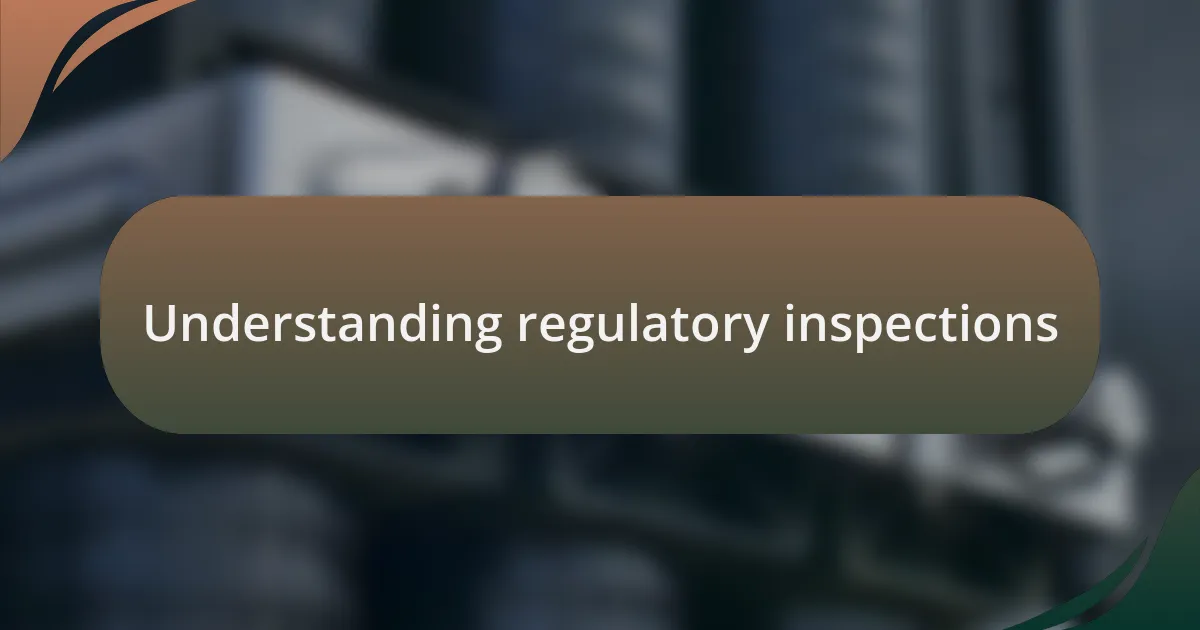Understanding regulatory inspections