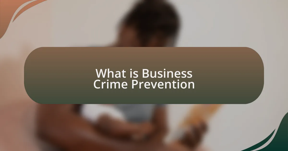 What is Business Crime Prevention